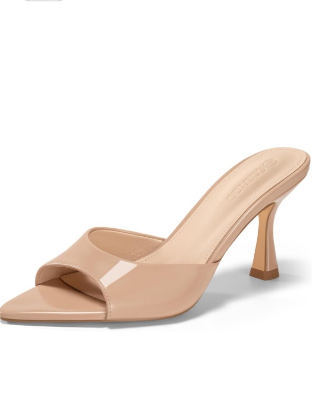 Coutgo Women’s Nude Patent Slide Sandal Mule
